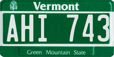 VT license plate AHI743