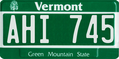 VT license plate AHI745