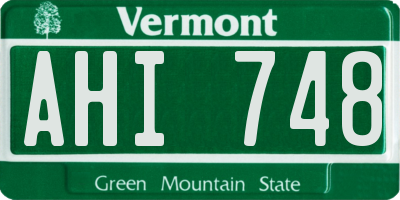 VT license plate AHI748