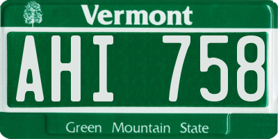 VT license plate AHI758