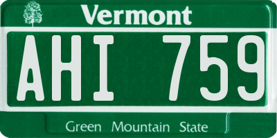 VT license plate AHI759