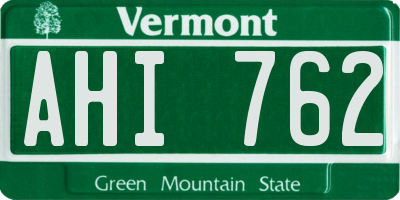 VT license plate AHI762