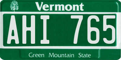 VT license plate AHI765