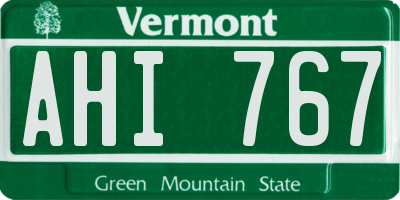 VT license plate AHI767
