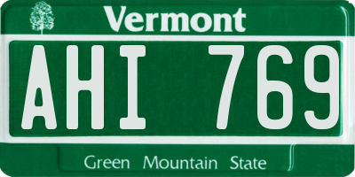 VT license plate AHI769