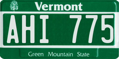 VT license plate AHI775