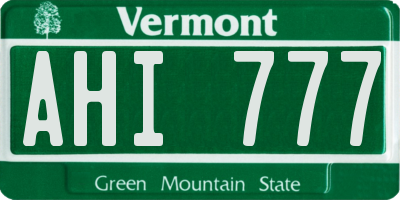 VT license plate AHI777