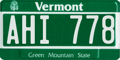 VT license plate AHI778