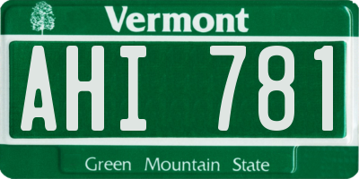 VT license plate AHI781