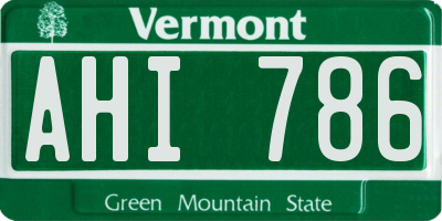 VT license plate AHI786