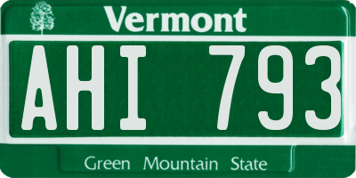 VT license plate AHI793