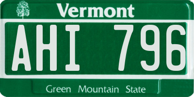 VT license plate AHI796
