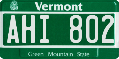 VT license plate AHI802