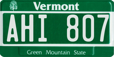 VT license plate AHI807