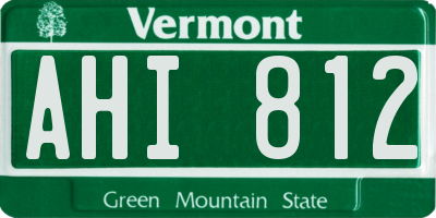 VT license plate AHI812