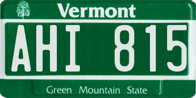 VT license plate AHI815