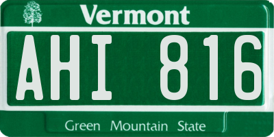 VT license plate AHI816