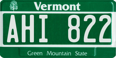 VT license plate AHI822