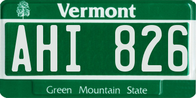 VT license plate AHI826