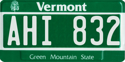 VT license plate AHI832