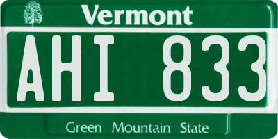 VT license plate AHI833