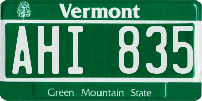 VT license plate AHI835