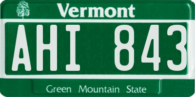 VT license plate AHI843
