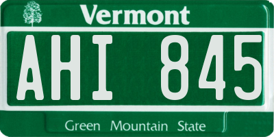 VT license plate AHI845