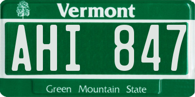 VT license plate AHI847