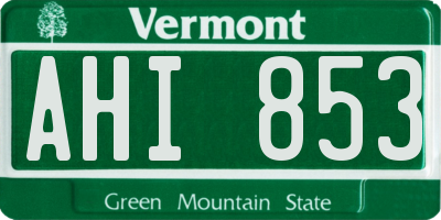 VT license plate AHI853