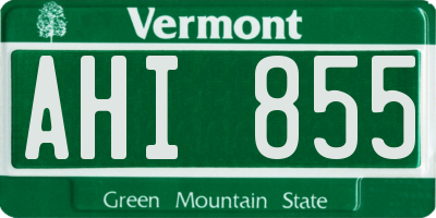 VT license plate AHI855