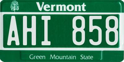 VT license plate AHI858