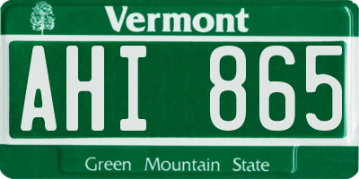 VT license plate AHI865