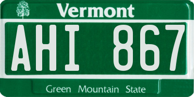 VT license plate AHI867