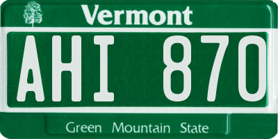 VT license plate AHI870
