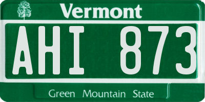 VT license plate AHI873