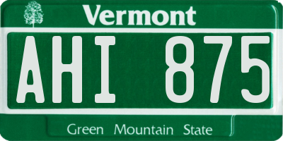 VT license plate AHI875