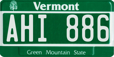VT license plate AHI886