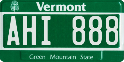 VT license plate AHI888