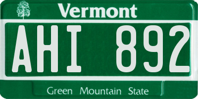 VT license plate AHI892