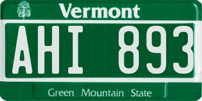 VT license plate AHI893