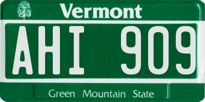 VT license plate AHI909