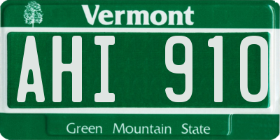 VT license plate AHI910