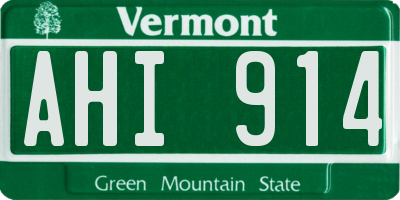 VT license plate AHI914