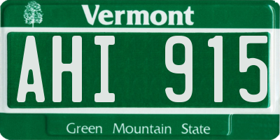 VT license plate AHI915