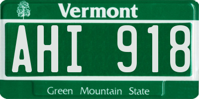 VT license plate AHI918