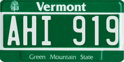 VT license plate AHI919