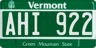 VT license plate AHI922