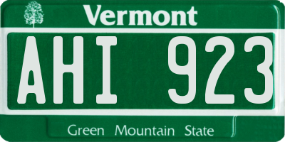 VT license plate AHI923