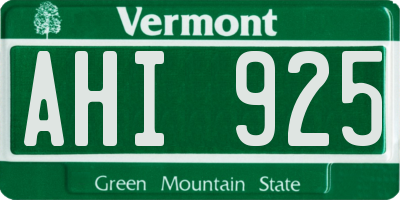 VT license plate AHI925